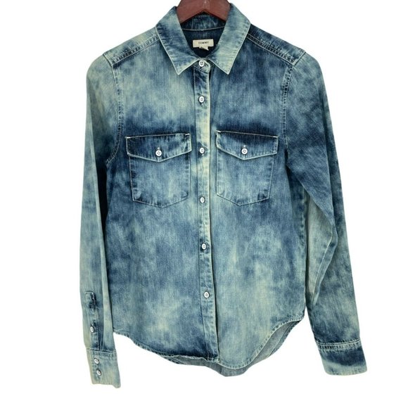 Tommy Tops - Tommy Button Up Shirt Women's Acid Washed Denim Blue